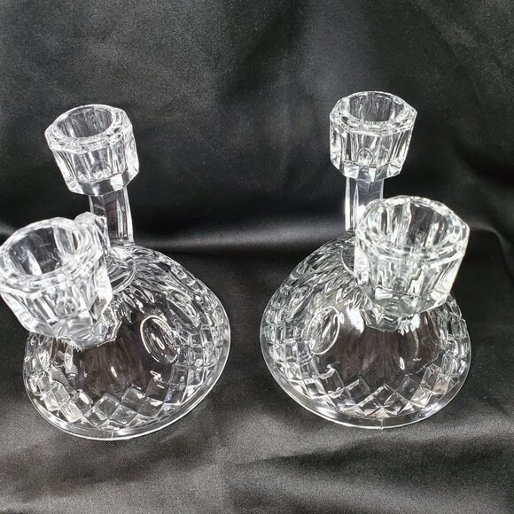 VTG 2 Imperial Glass Diamond Thumbprint Double Candlestick Taper Candle Holders - Picture 8 of 9